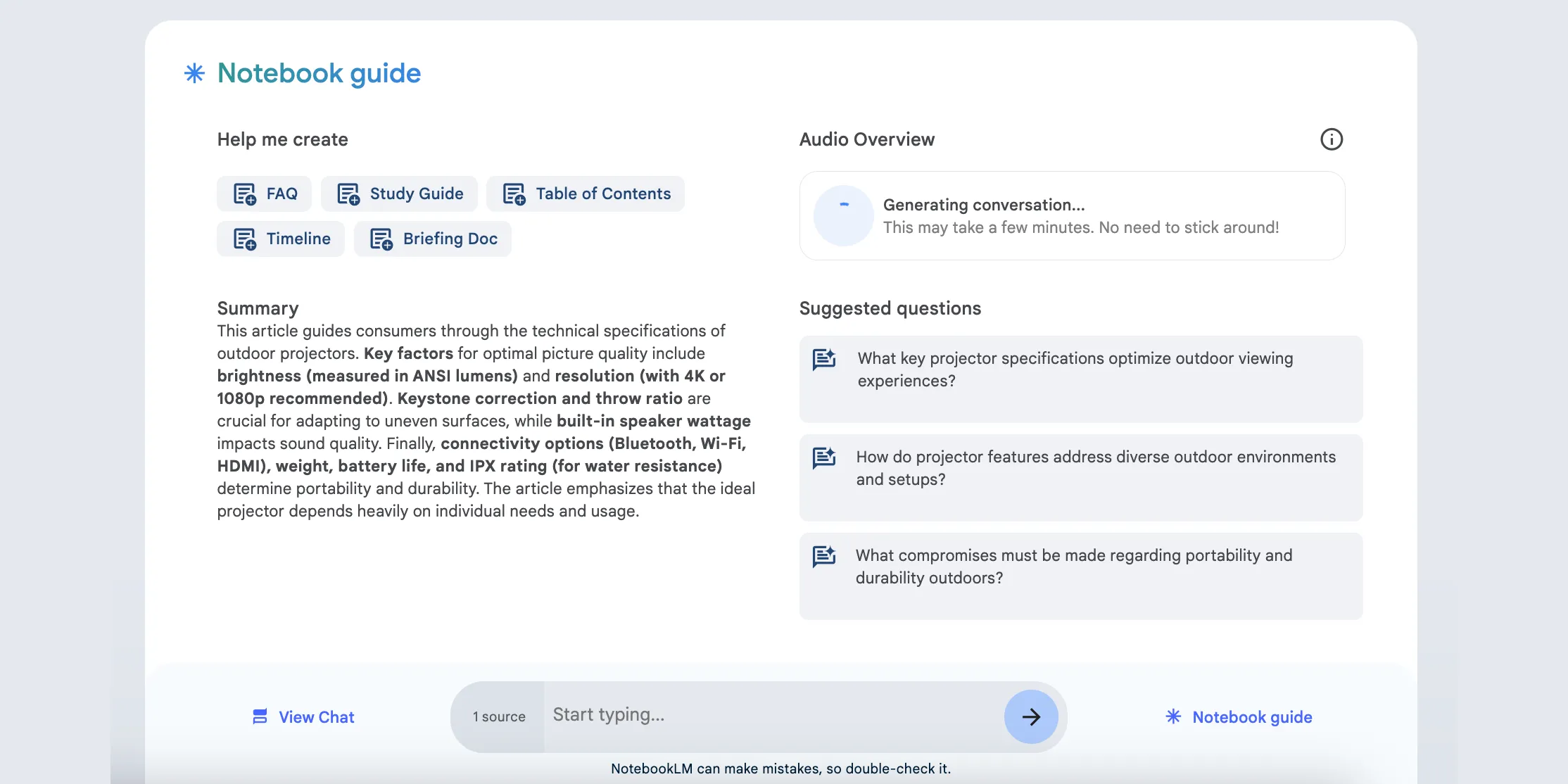 Giao diện NotebookLM hiển thị quá trình tạo Audio Overview, tính năng chuyển đổi tài liệu thành podcast tương tác với các host AI.