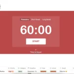 Giao diện Notion với bộ đếm Pomodoro cài đặt 60 phút, minh họa phương pháp làm việc hiệu quả
