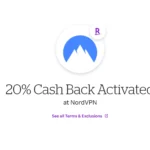 Giao diện Rakuten hiển thị tỷ lệ hoàn tiền cashback khi đăng ký NordVPN