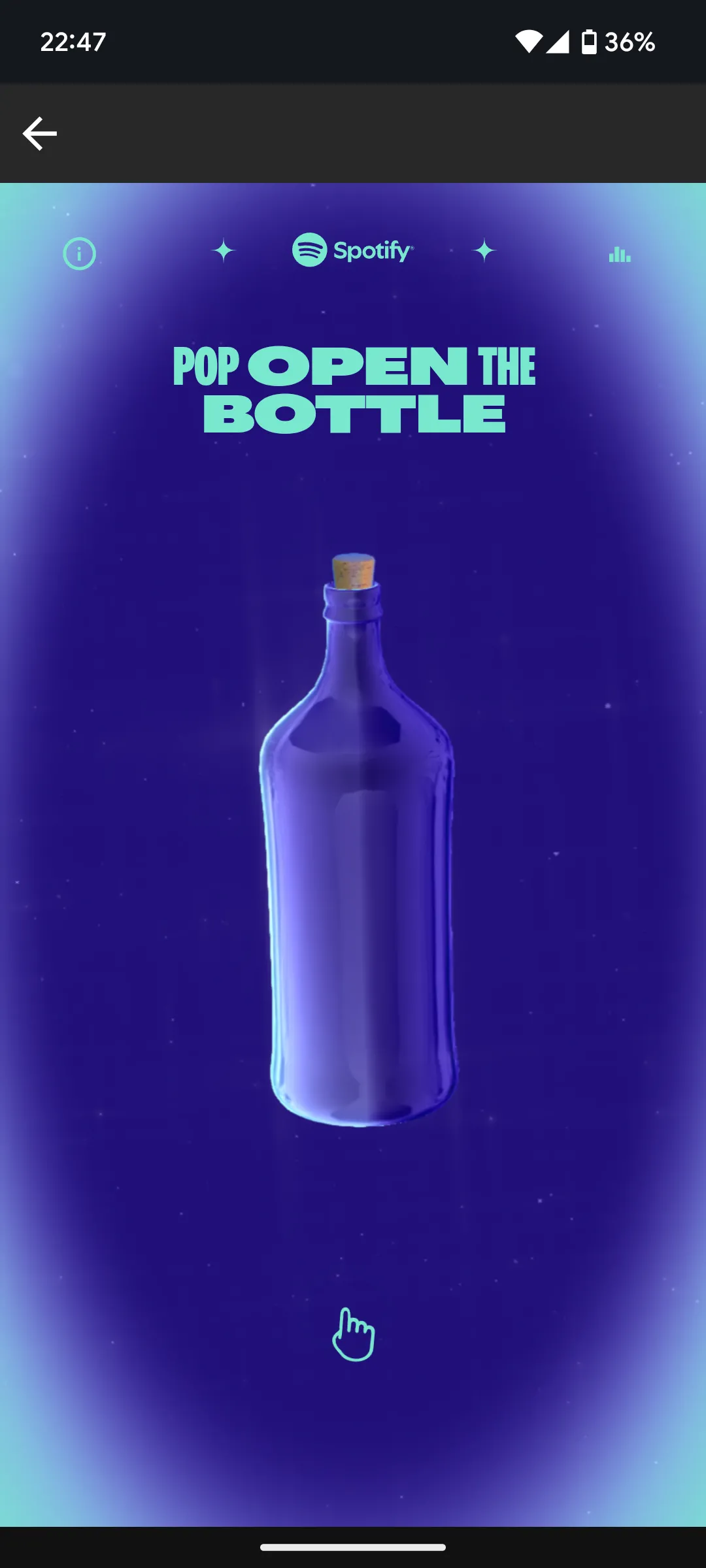 Giao diện Spotify hiển thị thông báo "Playlist In a Bottle" đã sẵn sàng để mở khóa