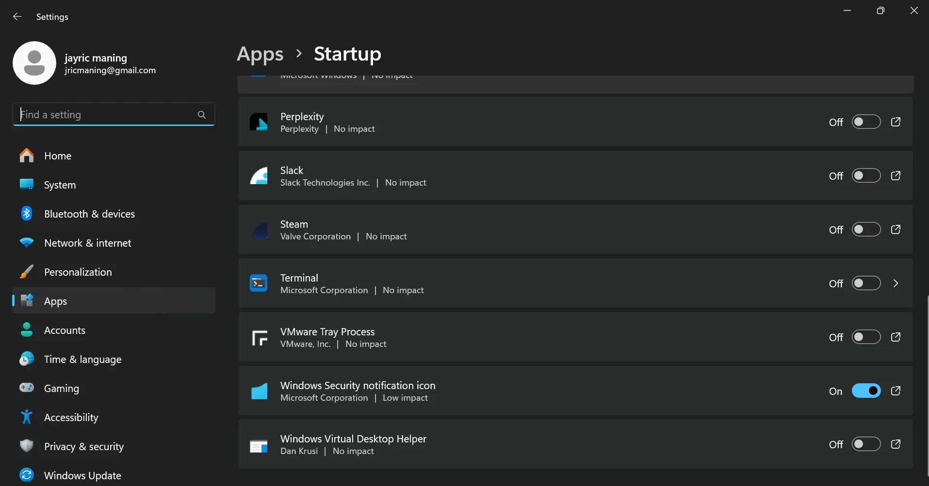 Giao diện Task Manager trên Windows, hiển thị tab Startup với các ứng dụng có tác động cao đến hiệu suất khởi động máy tính