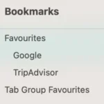 Giao diện thanh đánh dấu trang (Bookmarks) trên trình duyệt Safari