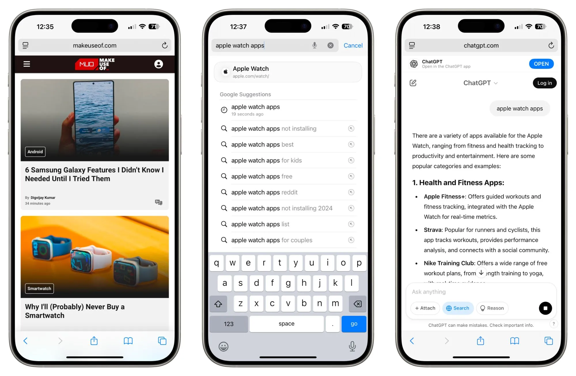 Giao diện tìm kiếm ChatGPT tích hợp trên Safari iPhone
