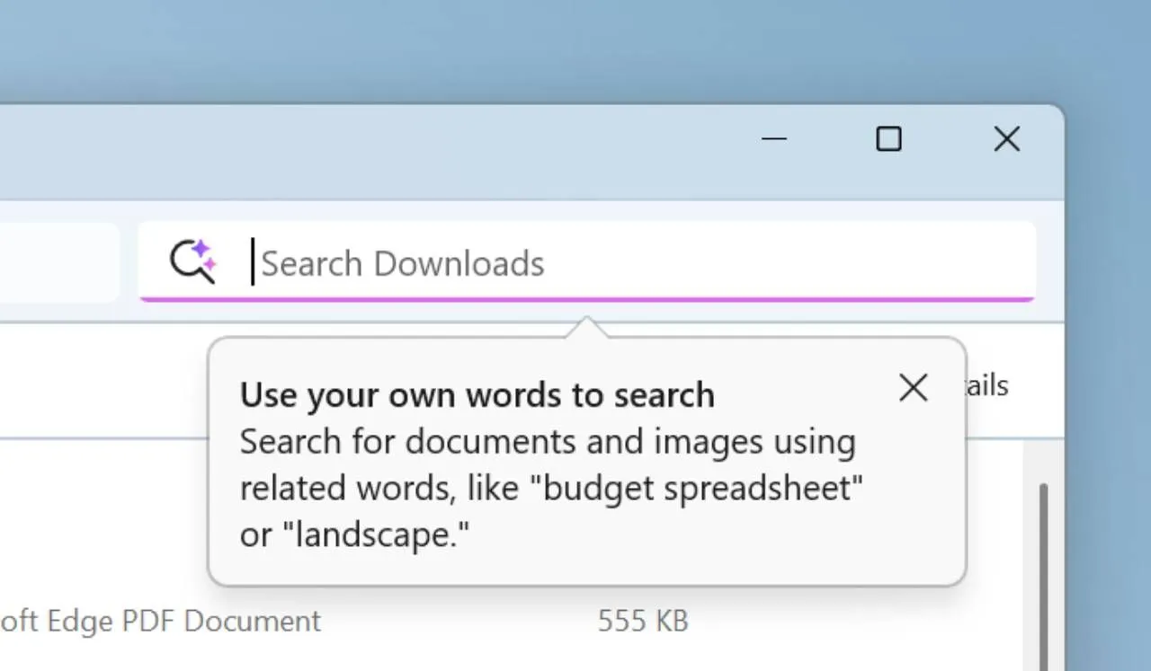 Giao diện tìm kiếm ngữ nghĩa trong File Explorer trên Windows 11