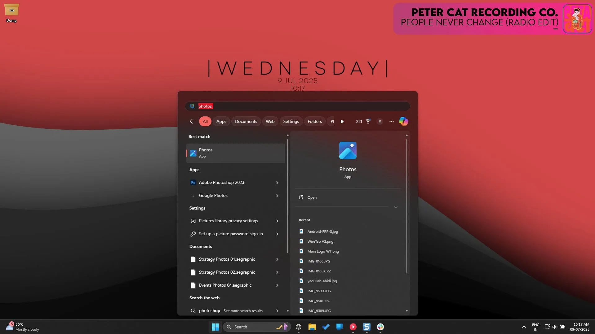 Giao diện tìm kiếm Windows hiển thị kết quả và các tùy chọn