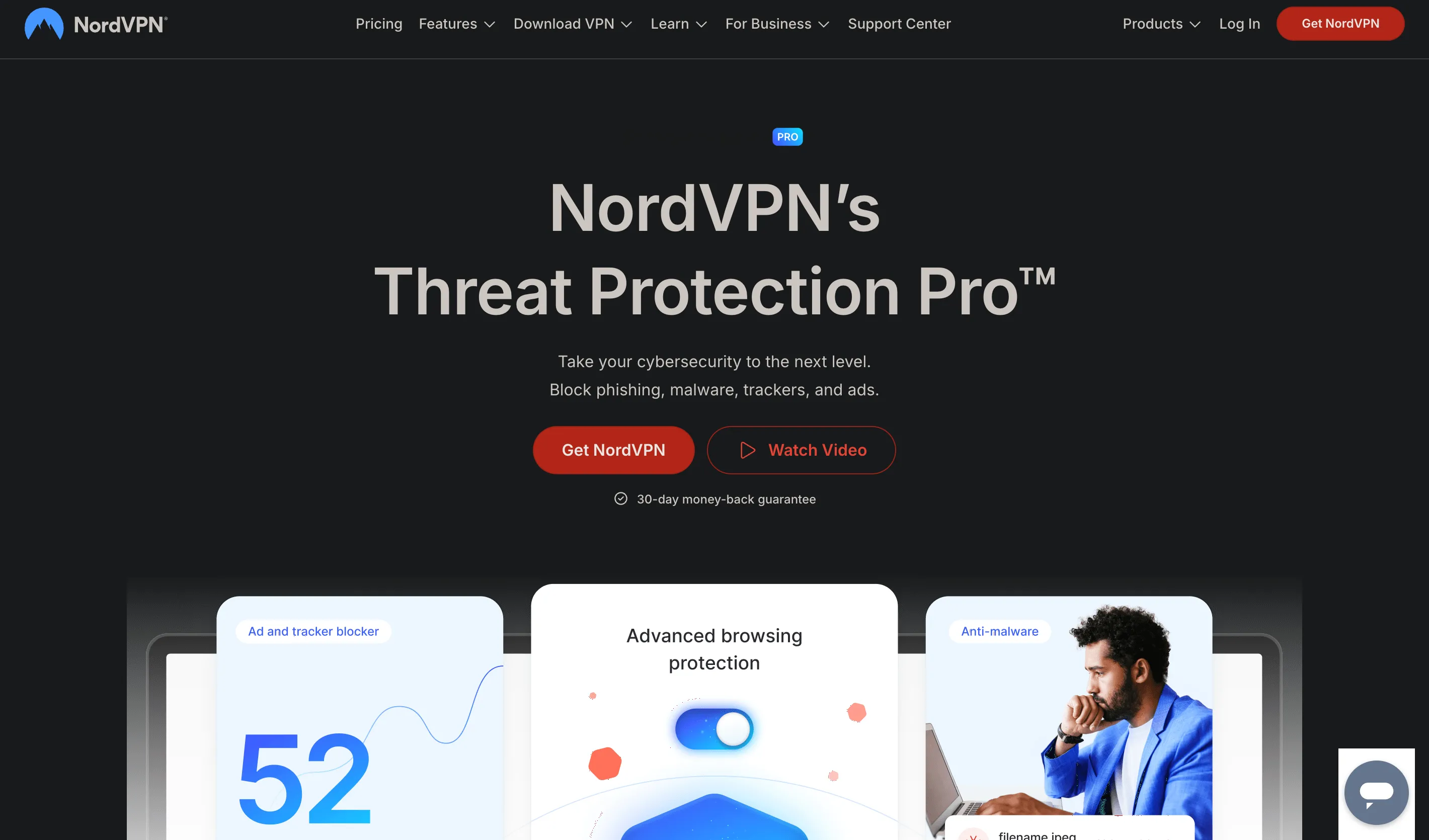 Giao diện tính năng bảo vệ Threat Protection Pro của NordVPN