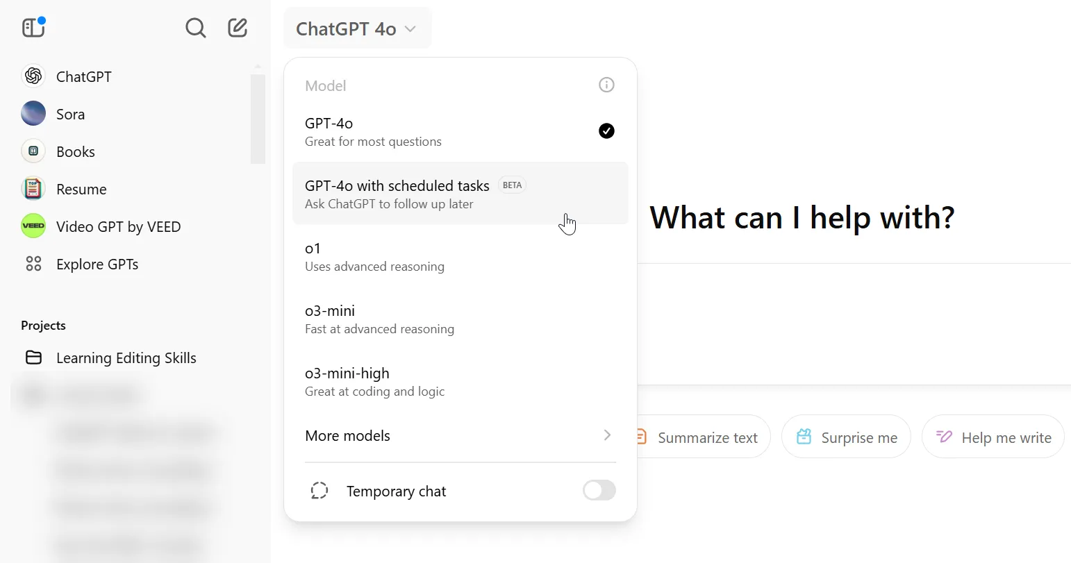 Giao diện tính năng ChatGPT Tasks hiển thị lịch trình và nhắc nhở học tập