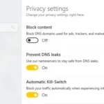 Giao diện tính năng Kill Switch của CyberGhost VPN, minh họa chức năng tự động ngắt kết nối internet khi VPN bị rớt, giúp bảo vệ dữ liệu người dùng khỏi rò rỉ.