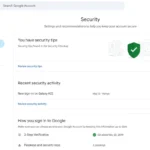 Giao diện trang bảo mật tài khoản Google hiển thị hoạt động gần đây để theo dõi và phát hiện rủi ro bảo mật.