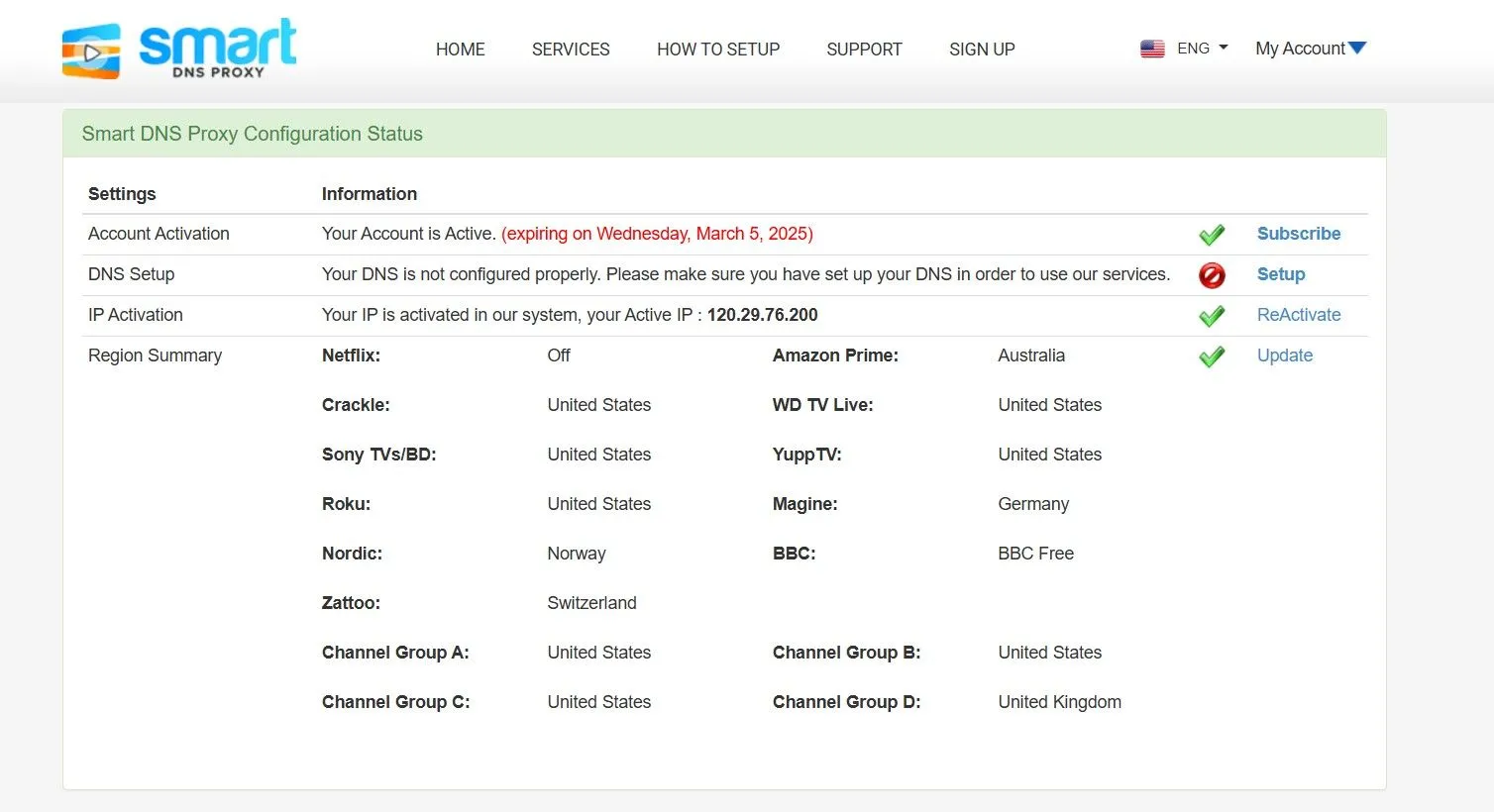Giao diện trang đăng ký tài khoản Smart DNS Proxy, minh họa bước khởi tạo dịch vụ