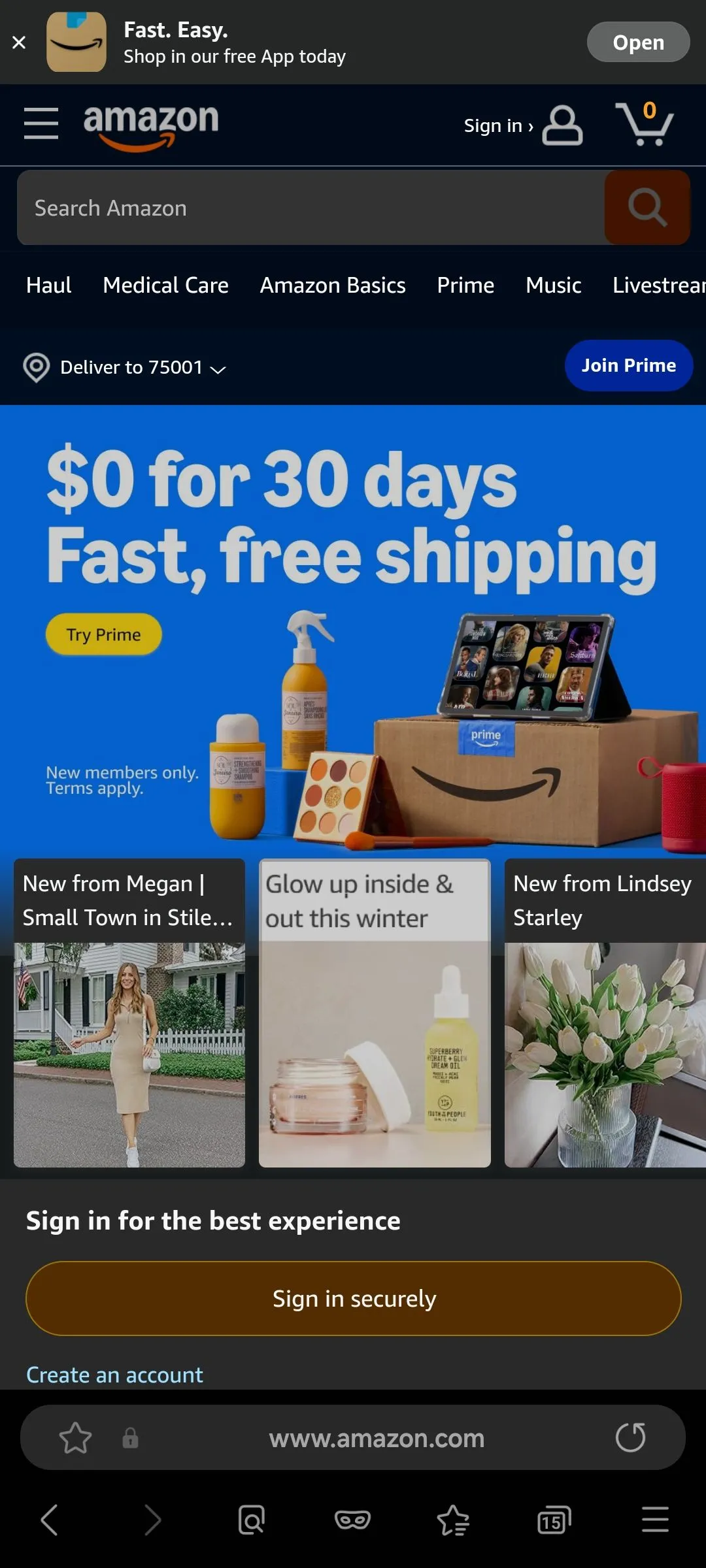 Giao diện trang web sau khi áp dụng chế độ tối buộc trên trình duyệt Samsung Internet