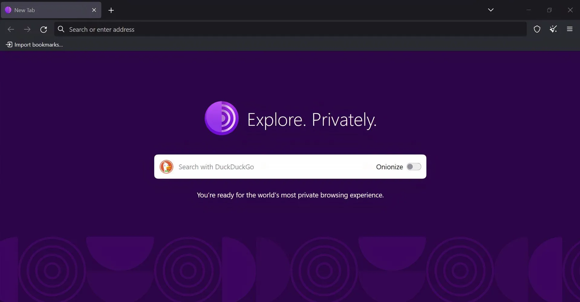 Giao diện trình duyệt Tor (Tor Browser) được sử dụng để truy cập mạng tối (dark web)