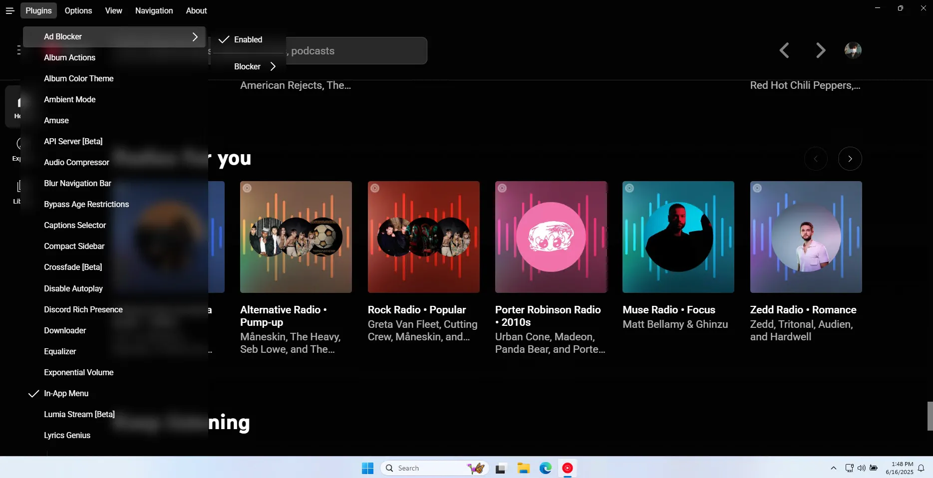 Giao diện tùy chỉnh Custom YouTube Music Desktop