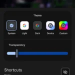 Giao diện tùy chỉnh widget tìm kiếm Google trong ứng dụng Google, hiển thị các tùy chọn phím tắt