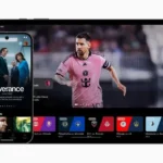 Giao diện ứng dụng Apple TV Plus đang chạy trên điện thoại Android, hiển thị các bộ phim và chương trình truyền hình.
