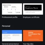 Giao diện ứng dụng Google Slides trên điện thoại di động hiển thị các mẫu thuyết trình có sẵn để lựa chọn.