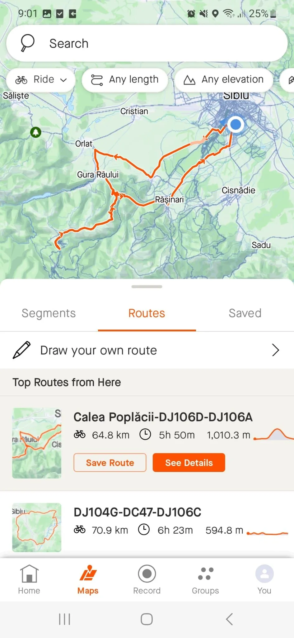 Giao diện vẽ lộ trình chạy hoặc đi bộ trên ứng dụng Strava, hỗ trợ người dùng lên kế hoạch và theo dõi hoạt động ngoài trời.