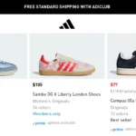 Giày thể thao Adidas nữ với biểu tượng Buy with Prime
