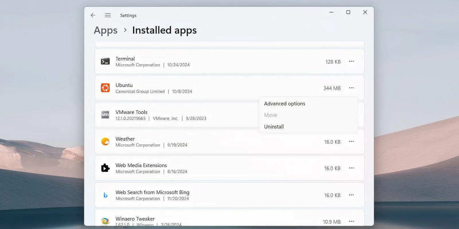 Gỡ cài đặt bản phân phối Ubuntu trên Windows qua Cài đặt Ứng dụng