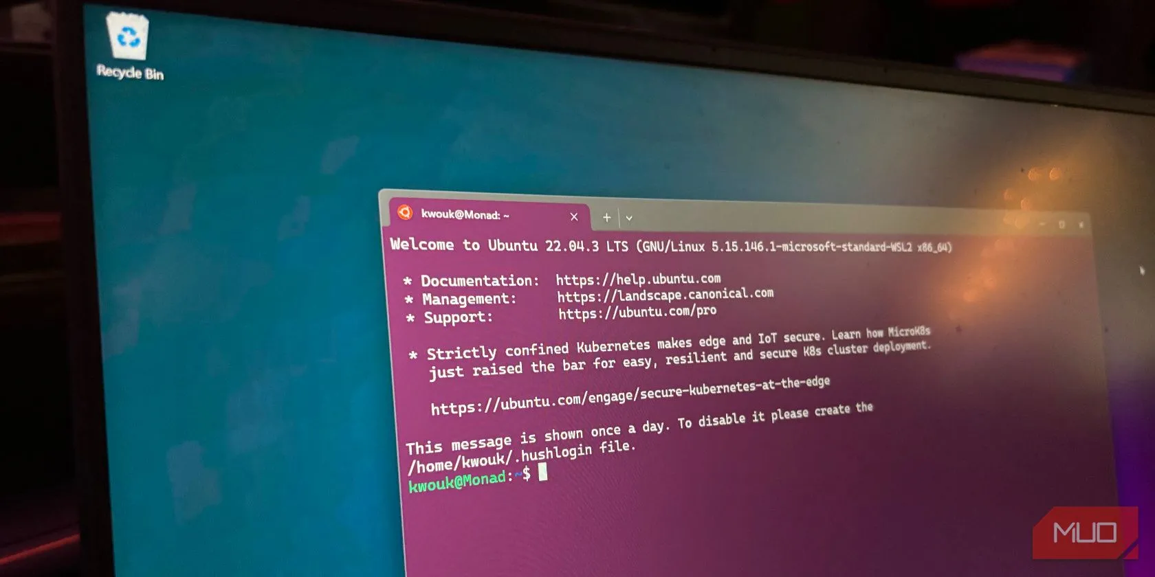 Hệ điều hành Ubuntu chạy qua Windows Subsystem for Linux, minh họa cho khả năng cài đặt dual-boot dễ dàng trên các phân vùng.