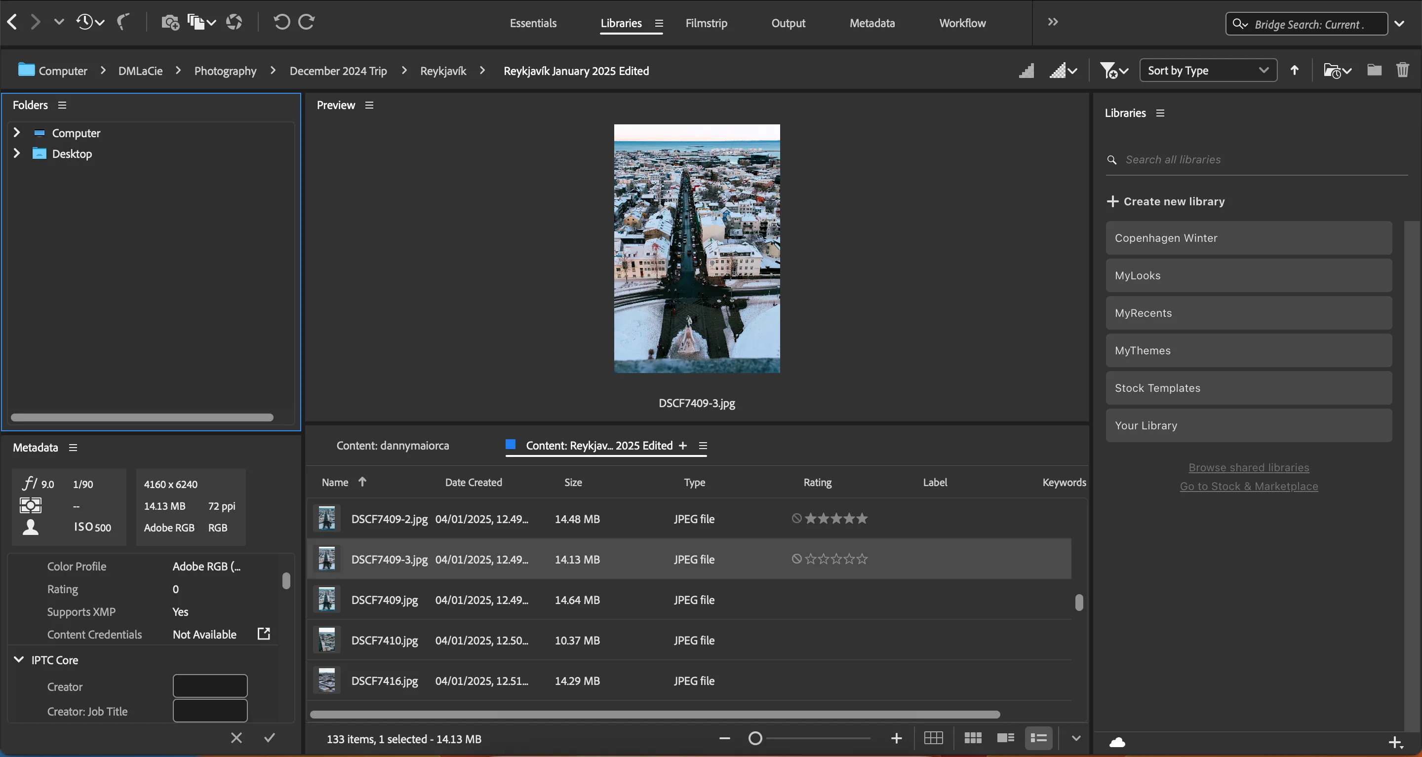 Hệ thống đánh giá sao 5 cấp độ trong Adobe Bridge giúp phân loại và chọn lọc hình ảnh hiệu quả.