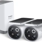 Hình ảnh bộ camera an ninh ngoài trời Baseus S1 Pro với thiết kế hiện đại, sẵn sàng cho việc lắp đặt.