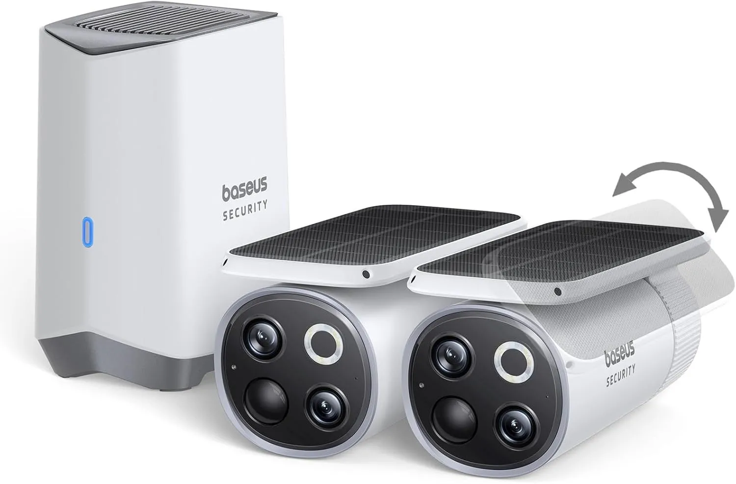Hình ảnh bộ camera an ninh ngoài trời Baseus S1 Pro với thiết kế hiện đại, sẵn sàng cho việc lắp đặt.