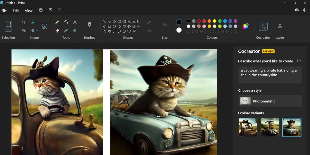 Hình ảnh được tạo bởi AI trong tính năng Cocreator của Paint trên Copilot+ PC