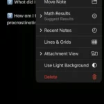 Hình ảnh ghi chú mẫu theo dõi trì hoãn được ghim trong ứng dụng Apple Notes trên iPhone