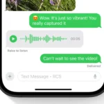 Hình ảnh giao diện iPhone hiển thị tin nhắn RCS, minh họa tính năng RCS trên iOS