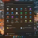 Hình ảnh menu Start của Windows 11 hiển thị các ứng dụng được cài đặt sẵn, minh họa cho bloatware