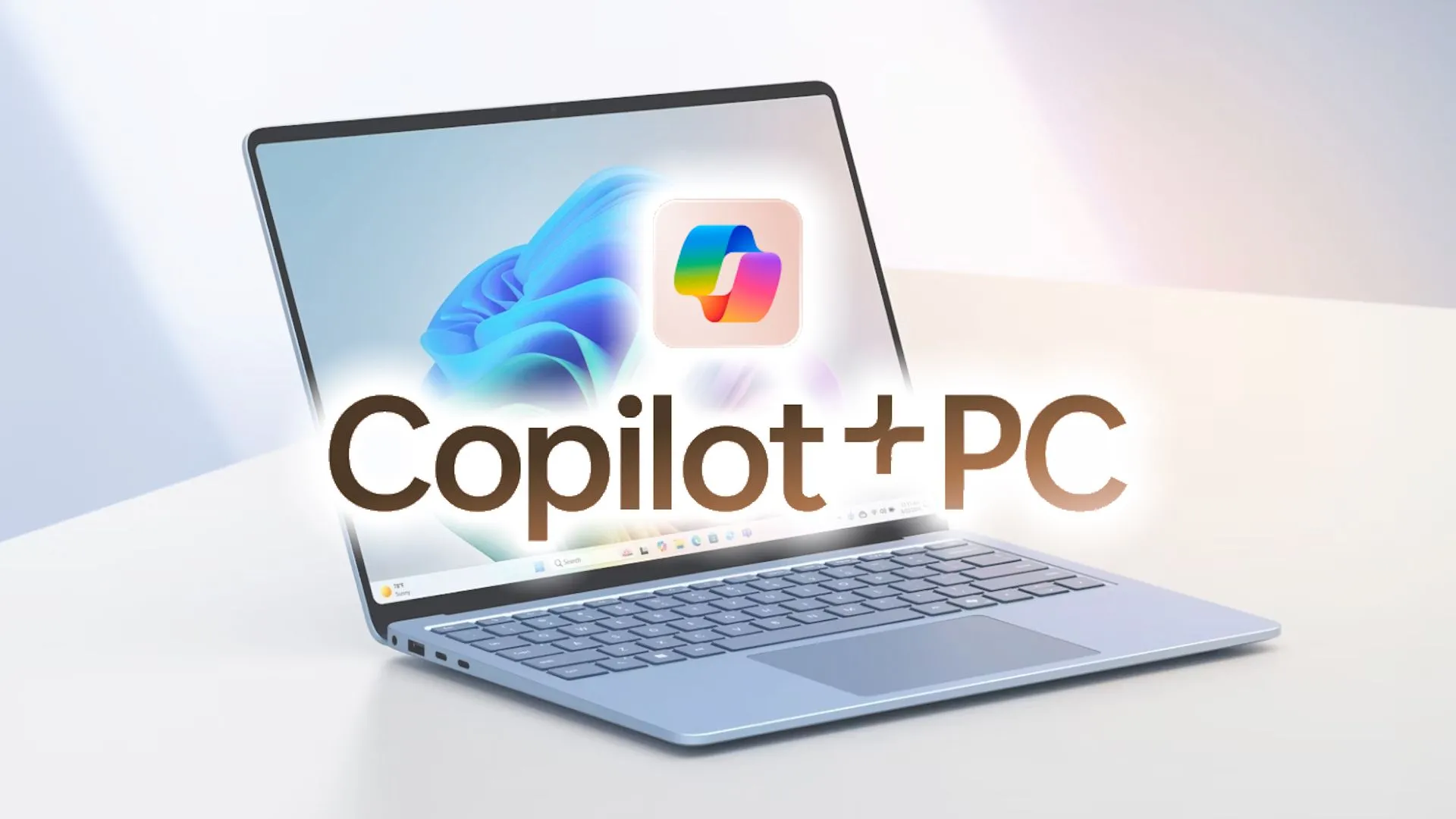 Hình ảnh một chiếc laptop Microsoft Surface AI với logo Copilot, đại diện cho dòng máy tính tích hợp AI.