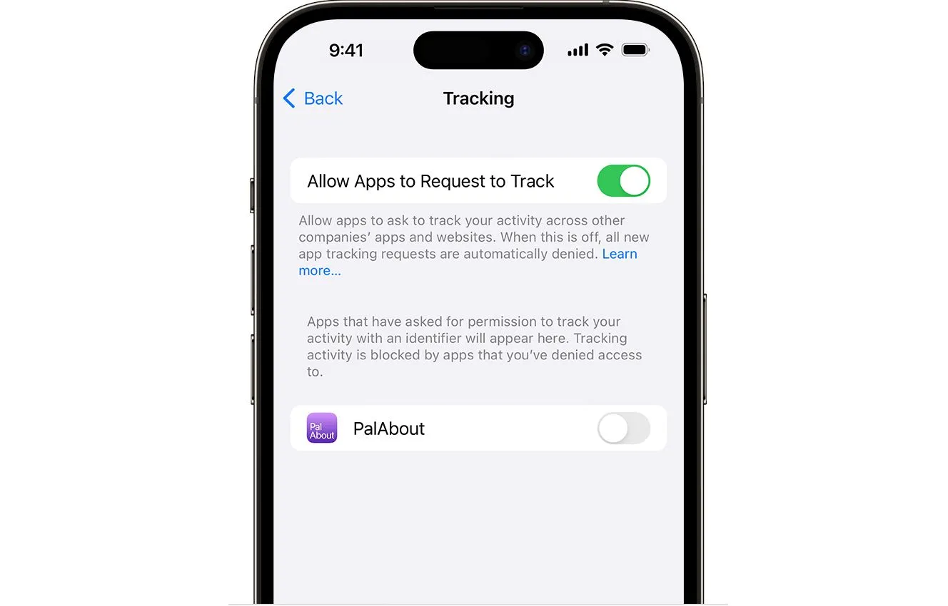 Hộp thoại cấp quyền theo dõi hoạt động ứng dụng trên iOS