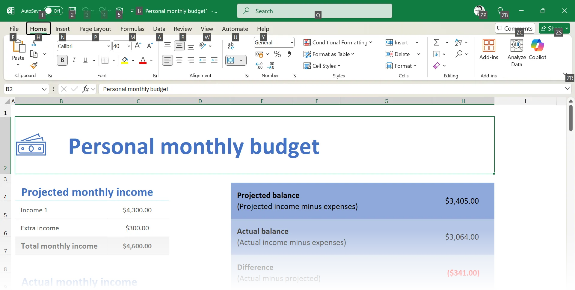 Hướng dẫn điều hướng bằng phím Alt trong Microsoft Office hiển thị các phím tắt