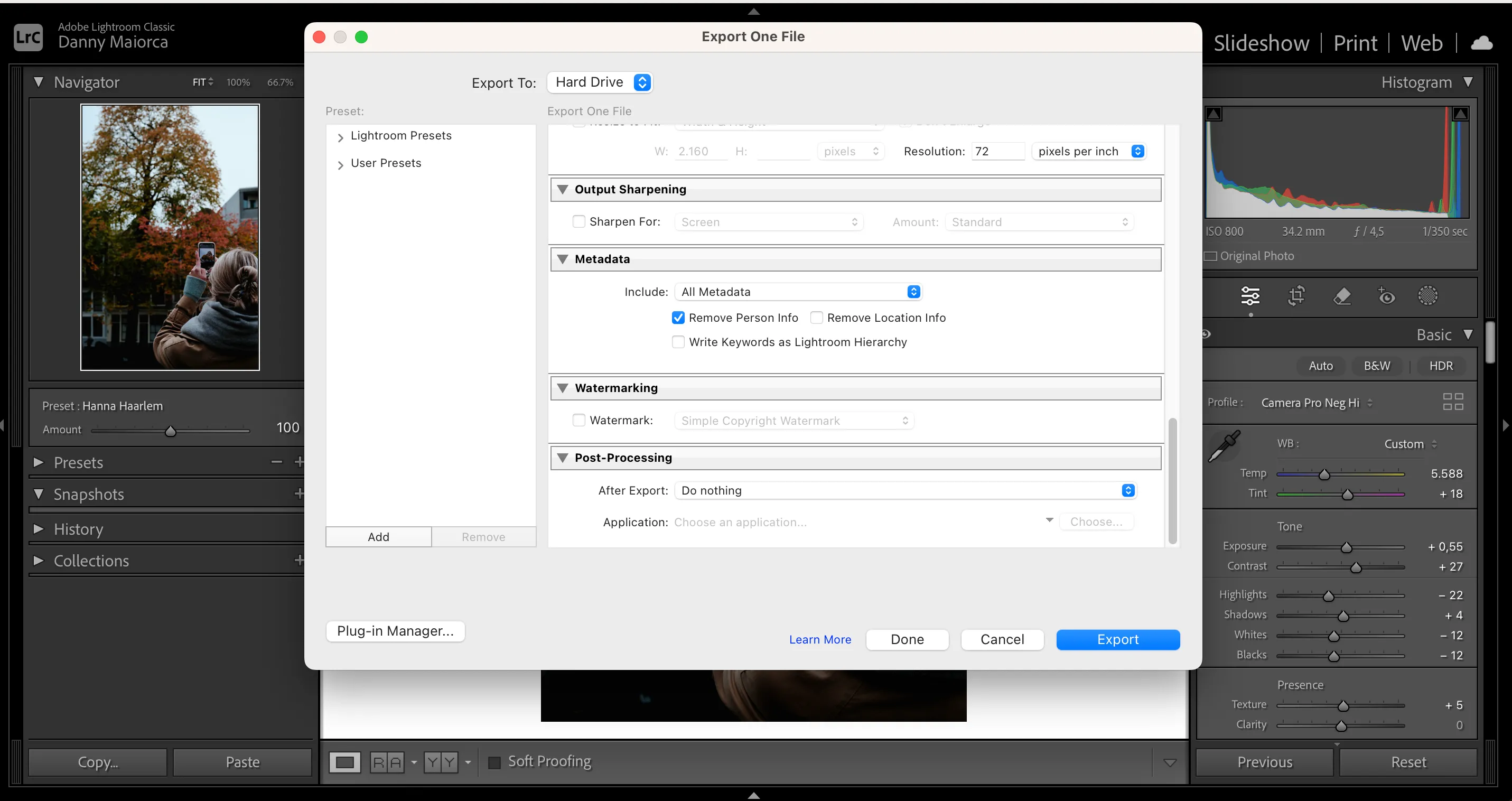 Hướng dẫn xóa thông tin người trong ảnh khi xuất bằng Lightroom