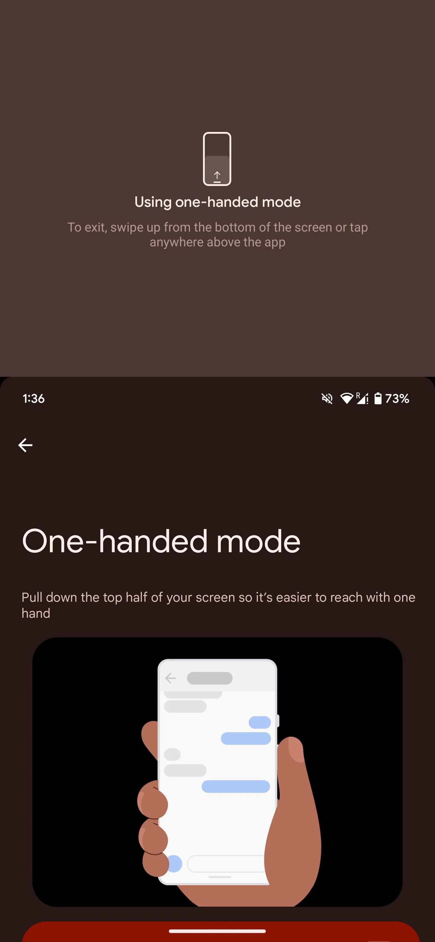 Kéo màn hình từ phía dưới để kích hoạt chế độ một tay trên thiết bị Android