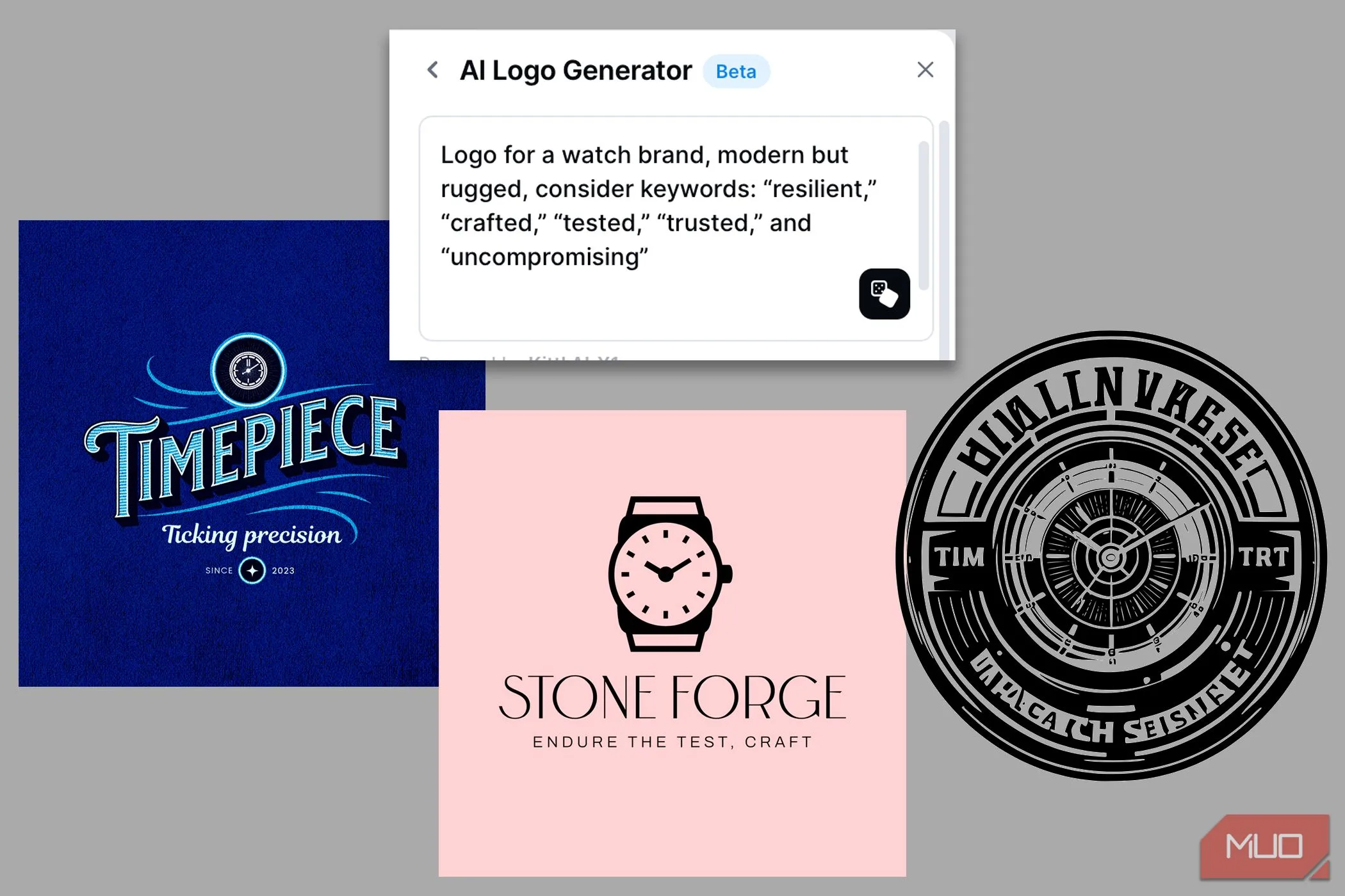 Kết quả thiết kế logo đồng hồ quân đội từ Kittl AI Generator, minh họa chất lượng đầu ra của công cụ AI