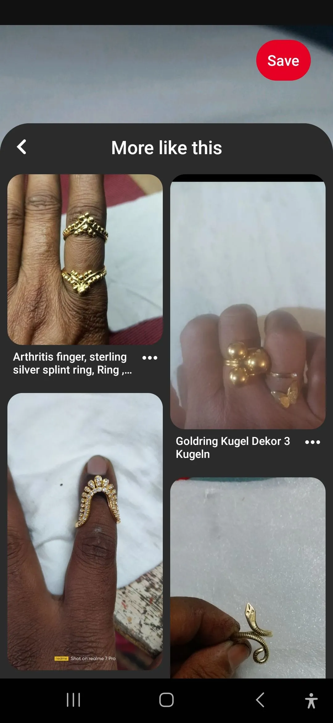 Kết quả tìm kiếm bằng hình ảnh trên ứng dụng Pinterest di động