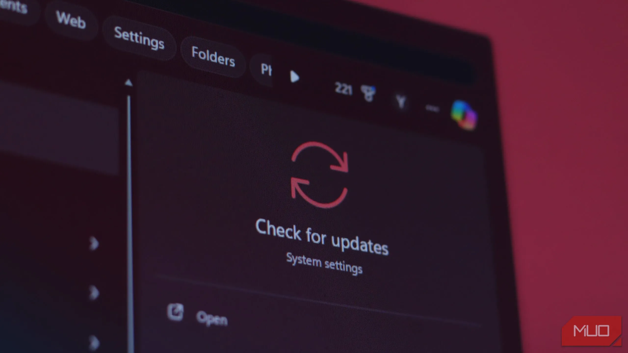 Kết quả tìm kiếm 'Windows Update' trong menu Start của Windows