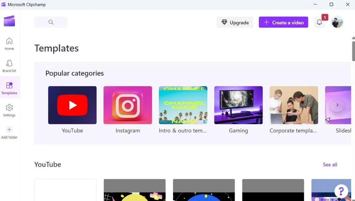 Kho mẫu video có sẵn trong ứng dụng Clipchamp giúp tạo nội dung nhanh chóng