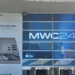 Không gian sảnh chính Triển lãm MWC 2024 tại Barcelona với đông đảo khách tham quan
