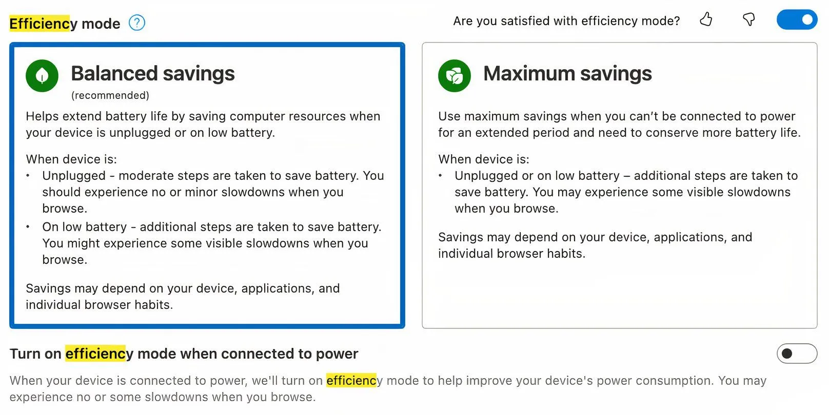 Kích hoạt chế độ hiệu suất tối ưu pin trong Microsoft Edge
