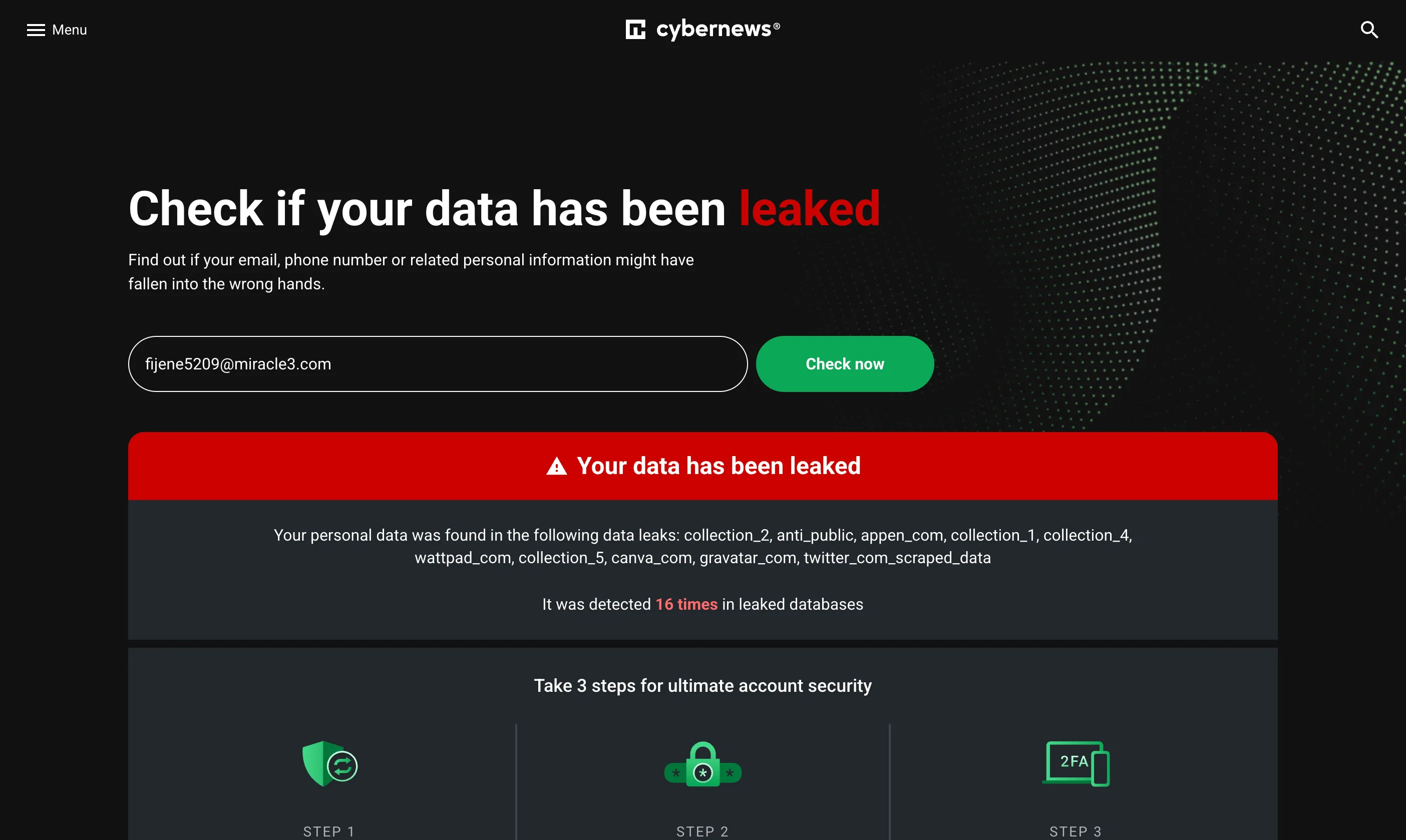 Kiểm tra thông tin cá nhân bị lộ trên dark web với công cụ CyberNews Personal Data Leak Checker