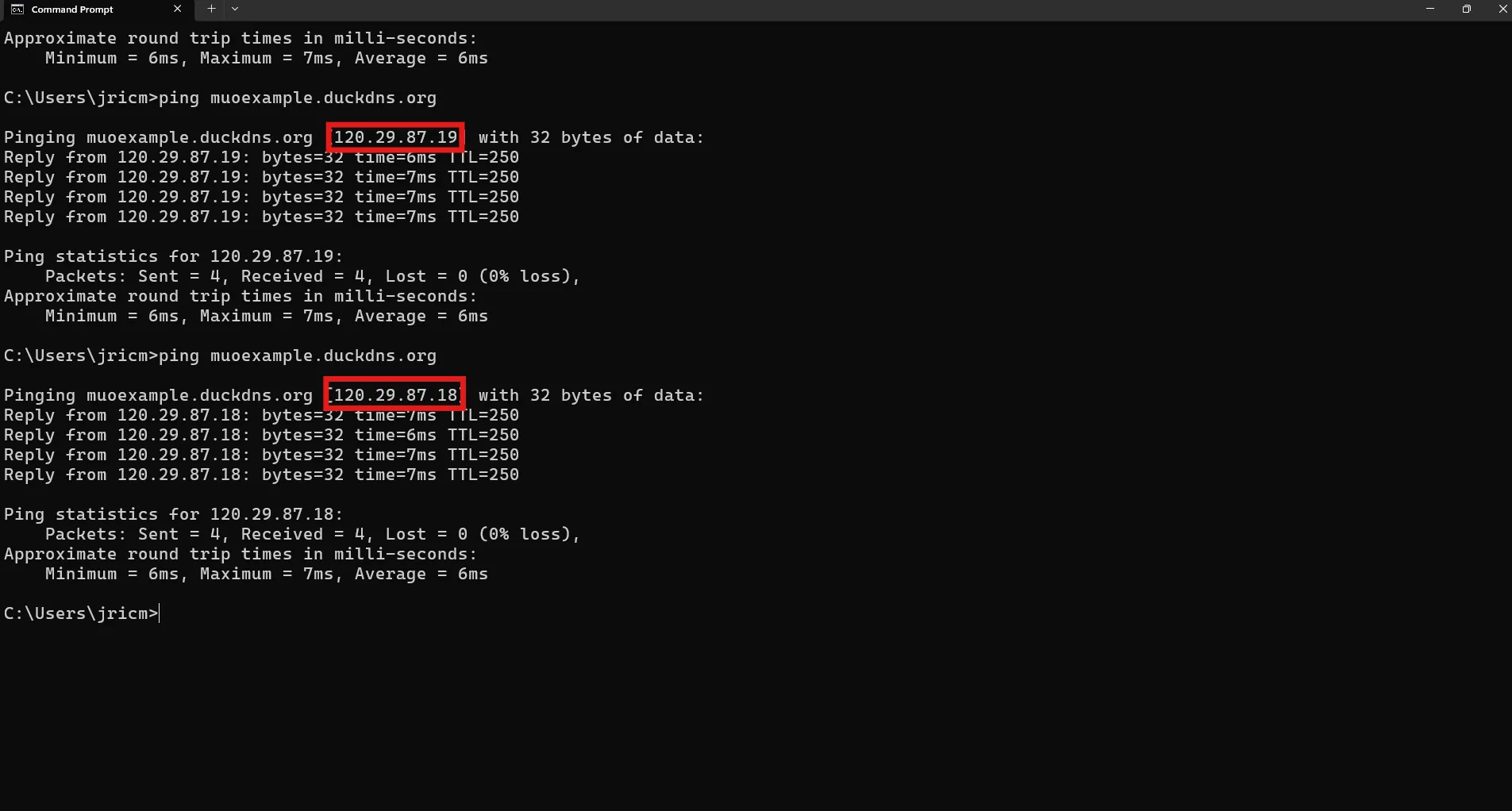 Kiểm tra và xác nhận Dynamic DNS đã hoạt động thành công với DuckDNS