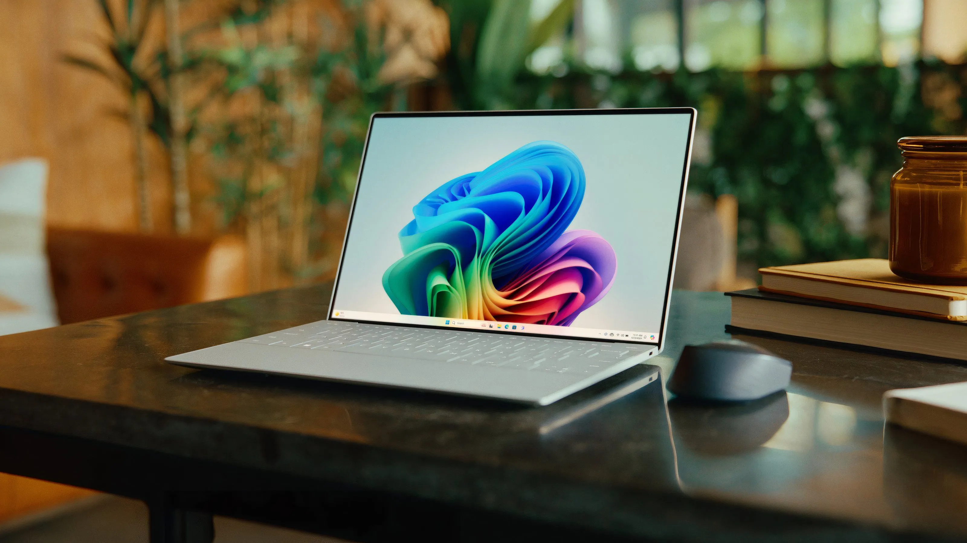 Laptop Dell XPS 13 với chip Snapdragon X Elite trên bàn làm việc.
