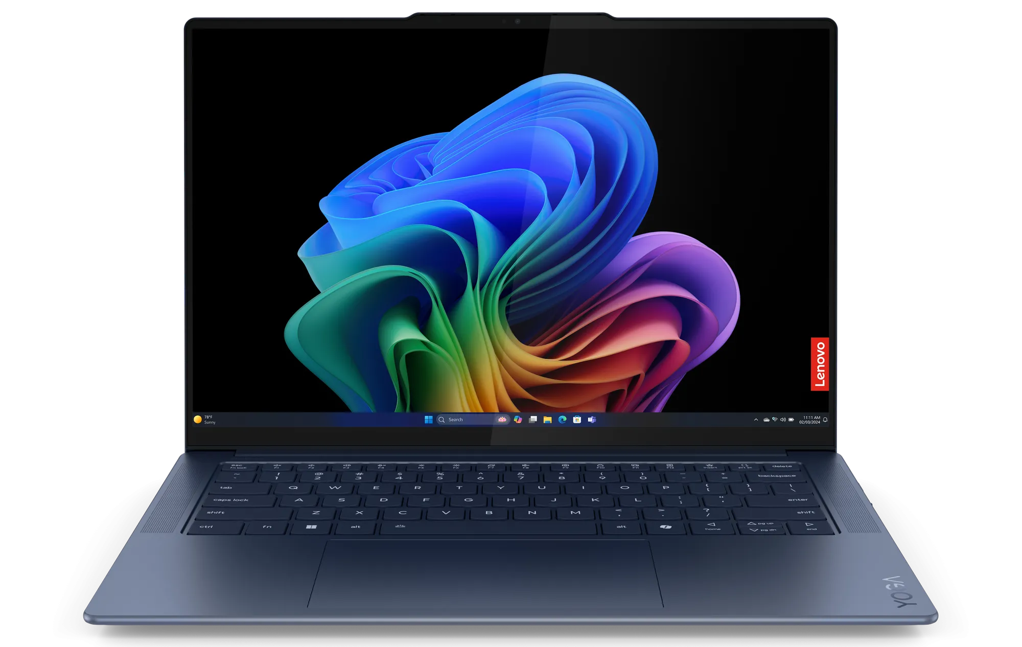 Laptop Lenovo Yoga Slim 7x Gen 9 màu bạc, thiết kế mỏng nhẹ, hiển thị màn hình OLED sắc nét