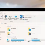 Laptop Windows mở File Explorer hiển thị cấu trúc thư mục và thanh điều hướng trực quan