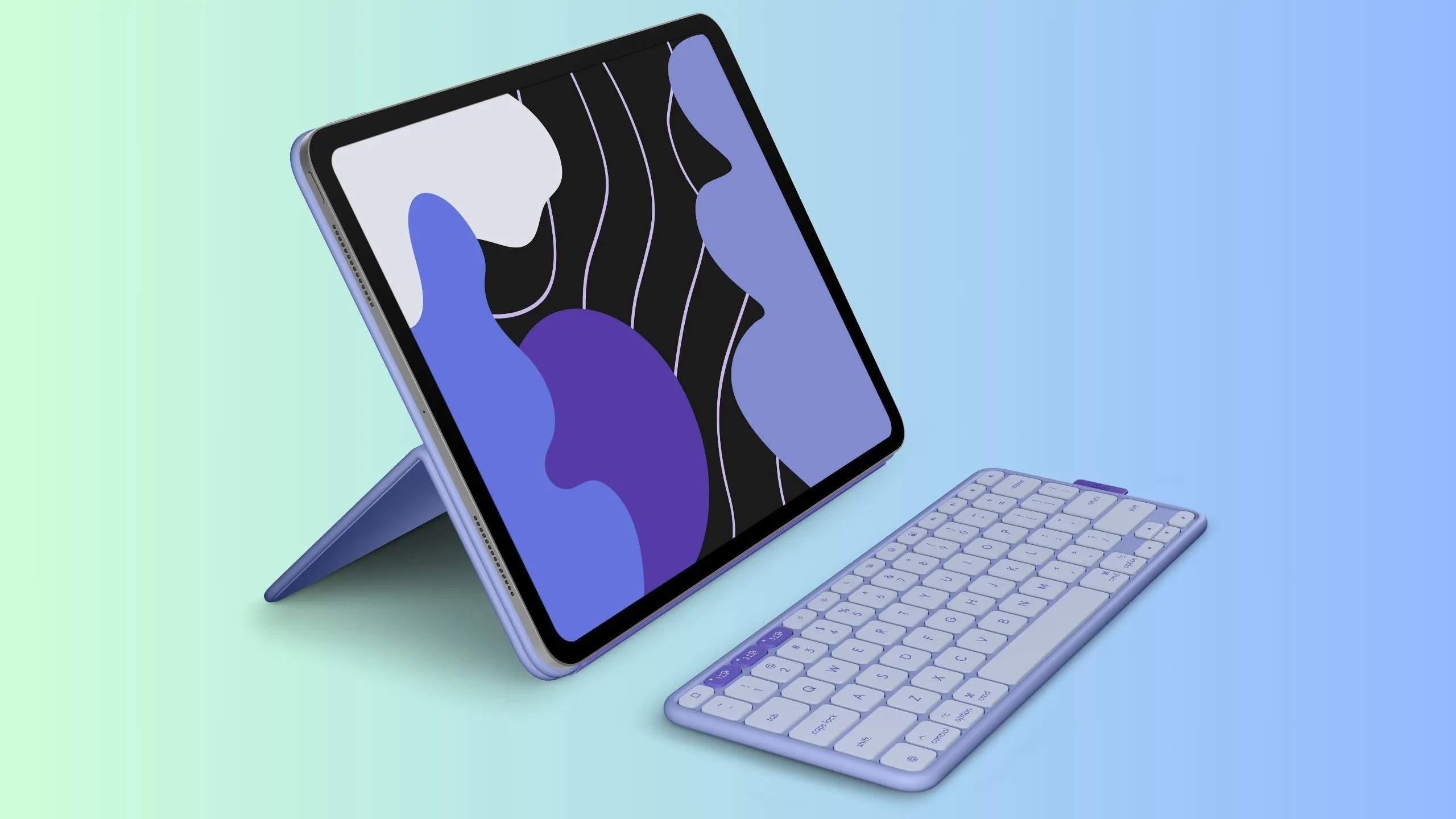 Logitech Flip Folio màu tím Lilac nổi bật, thể hiện sự đa dạng về màu sắc và khả năng cá nhân hóa thiết bị.