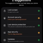 Màn hình cài đặt Bảo mật và quyền riêng tư trên điện thoại Samsung Galaxy.
