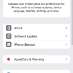 Màn hình cài đặt iPhone, hiển thị tùy chọn Cài đặt chung trong ứng dụng Cài đặt
